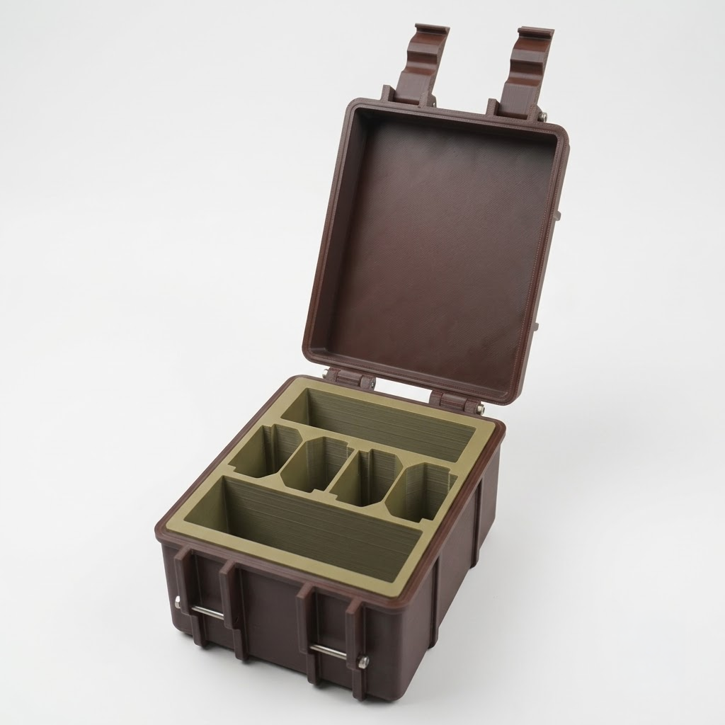 Next Object-Battery Case Plus - 4 Battery Slot + 1 Charger Slot + 1 Cable Slot | Rugged Style| Customisable